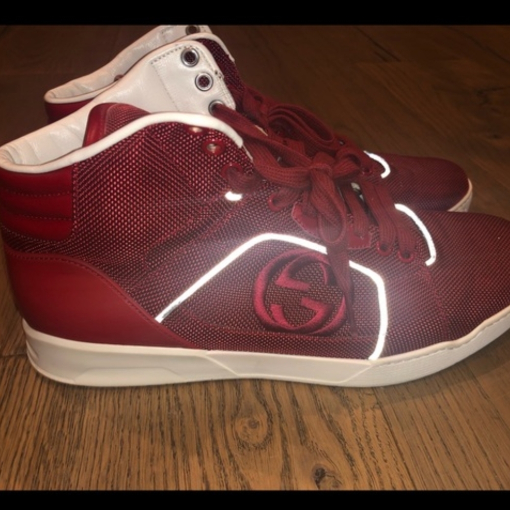 Gucci Men's Burgundy High-Top Sneakers